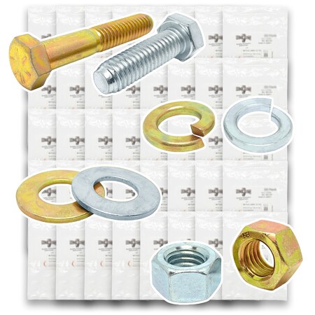 Boltsandnuts.Com Grade 8 and Class 10.9 Cap Scrws, Nuts, Wshrs & Lock Wshrs - Zinc Clear & Zinc Yellow -4022PCS Assortment Kit #528